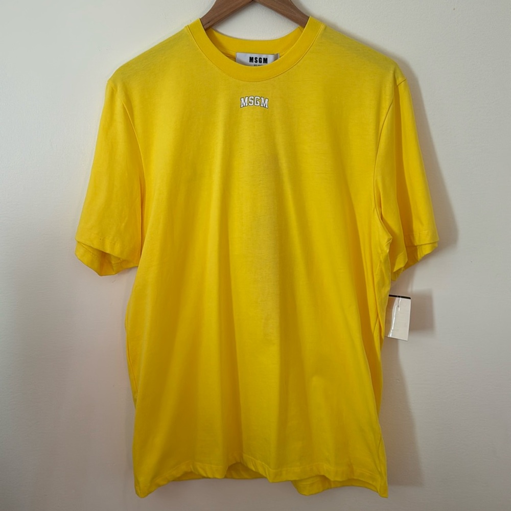 Brand new MSGM Yellow Men's T-Shirt made in ITALY